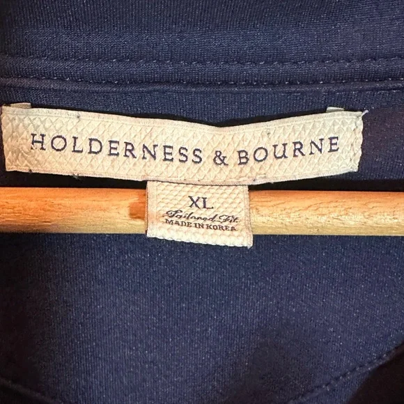 Holderness & Bourne Performance Mens Navy Blue 1/4 Zip Golf Pullover Sz XL